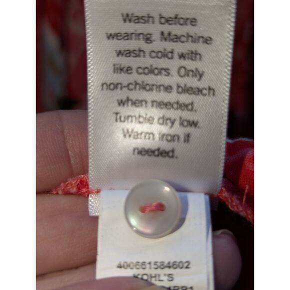 LC Lauren Conrad Top SZ XXL Red Floral Button up Boho Cottage Core Womens - Picture 4 of 8